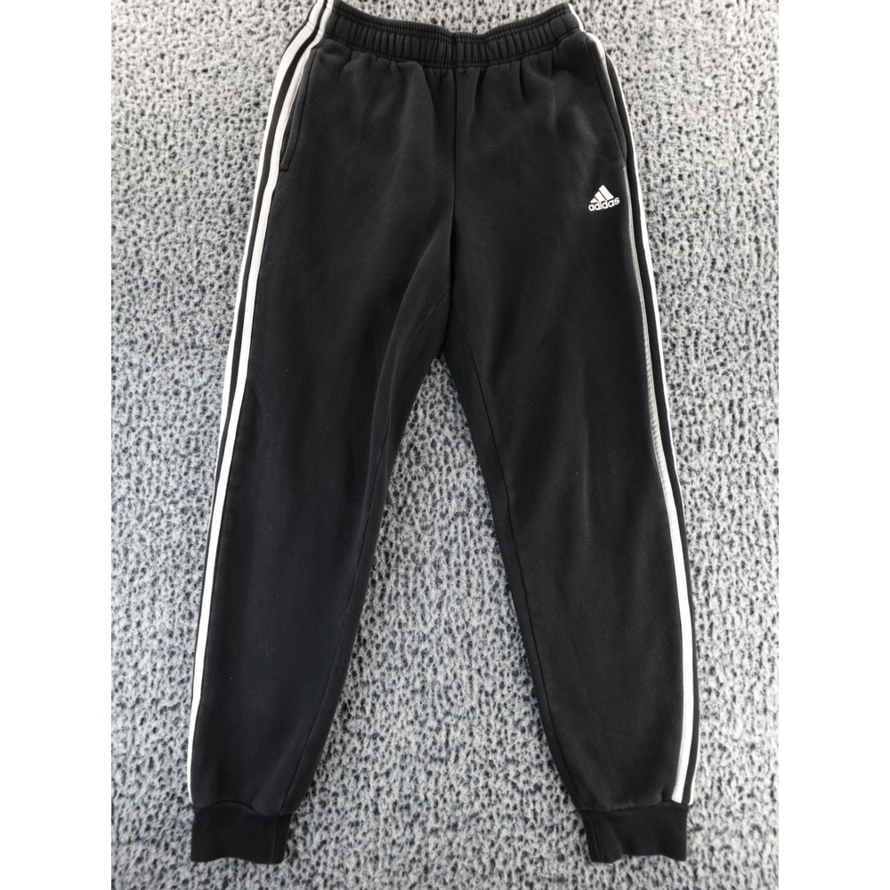 Adidas Mens Black‎ Jogger Sweatpants White Stripe Logo Size L